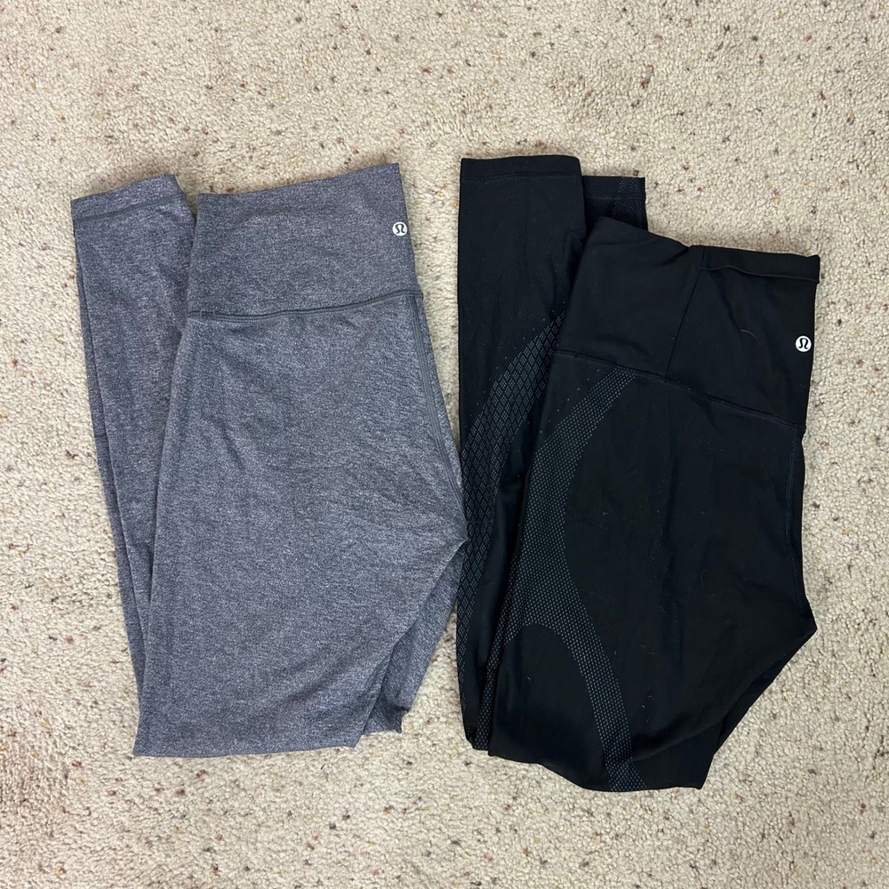 Lululemon Leggings Mapped Out & Wunder Under Lot of 2 Size 12 Women's